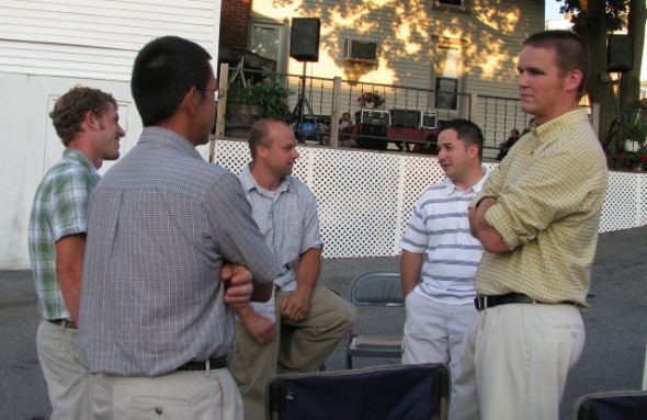 (L to R) Harry, Kevin, Ken, Ralli....chatting after the service